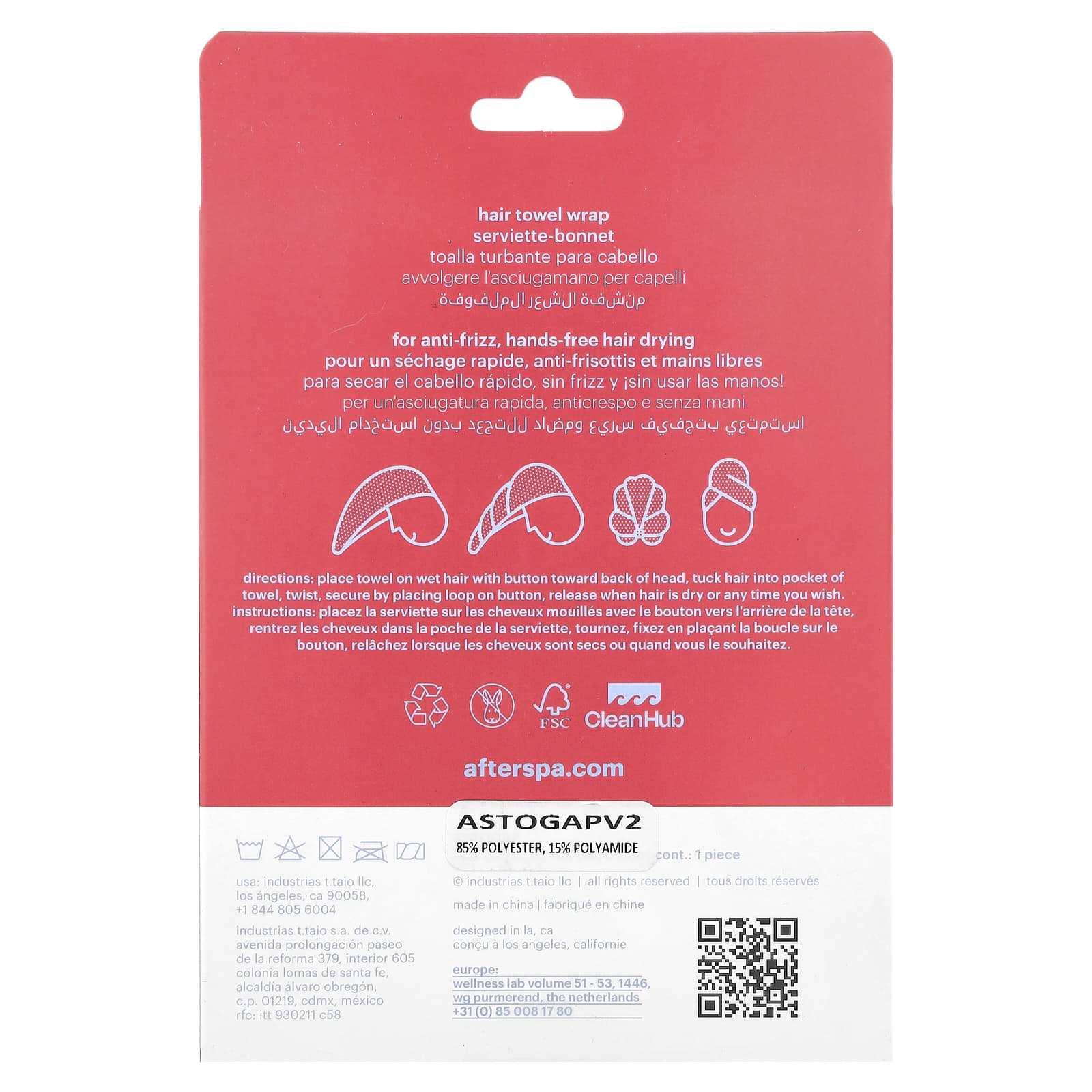 AfterSpa, Hair Towel Wrap, 1 Wrap