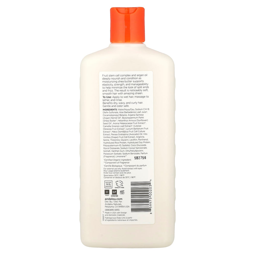 Andalou Naturals, Shampoo, Moisture Rich, For Soft, Smooth Sheen, Argan Oil & Shea, 11.5 fl oz (340 ml)