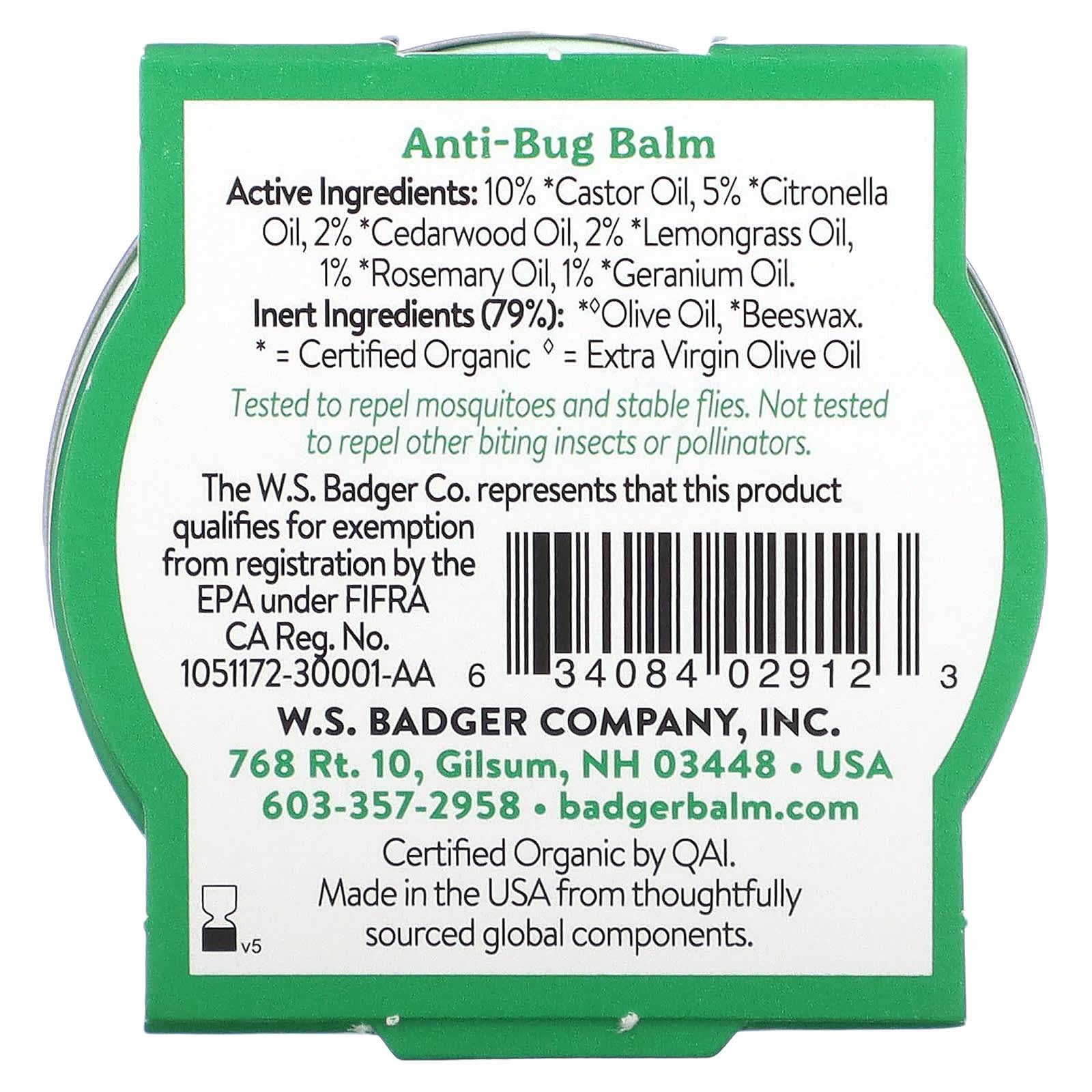 Badger, Organic Anti-Bug Balm, Citronella & Rosemary, 0.75 oz (21 g)