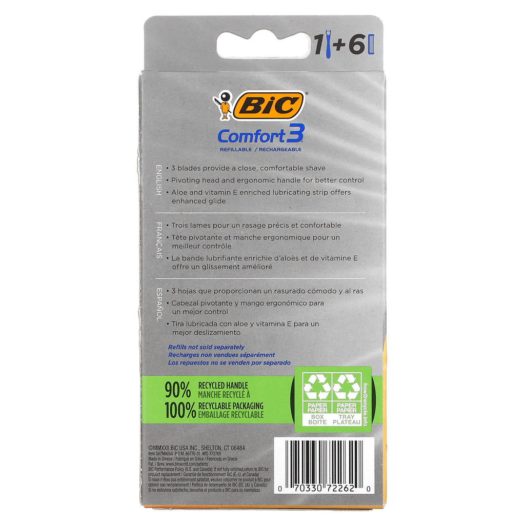 BIC, Comfort 3, 1 Handle, 6 Cartridges