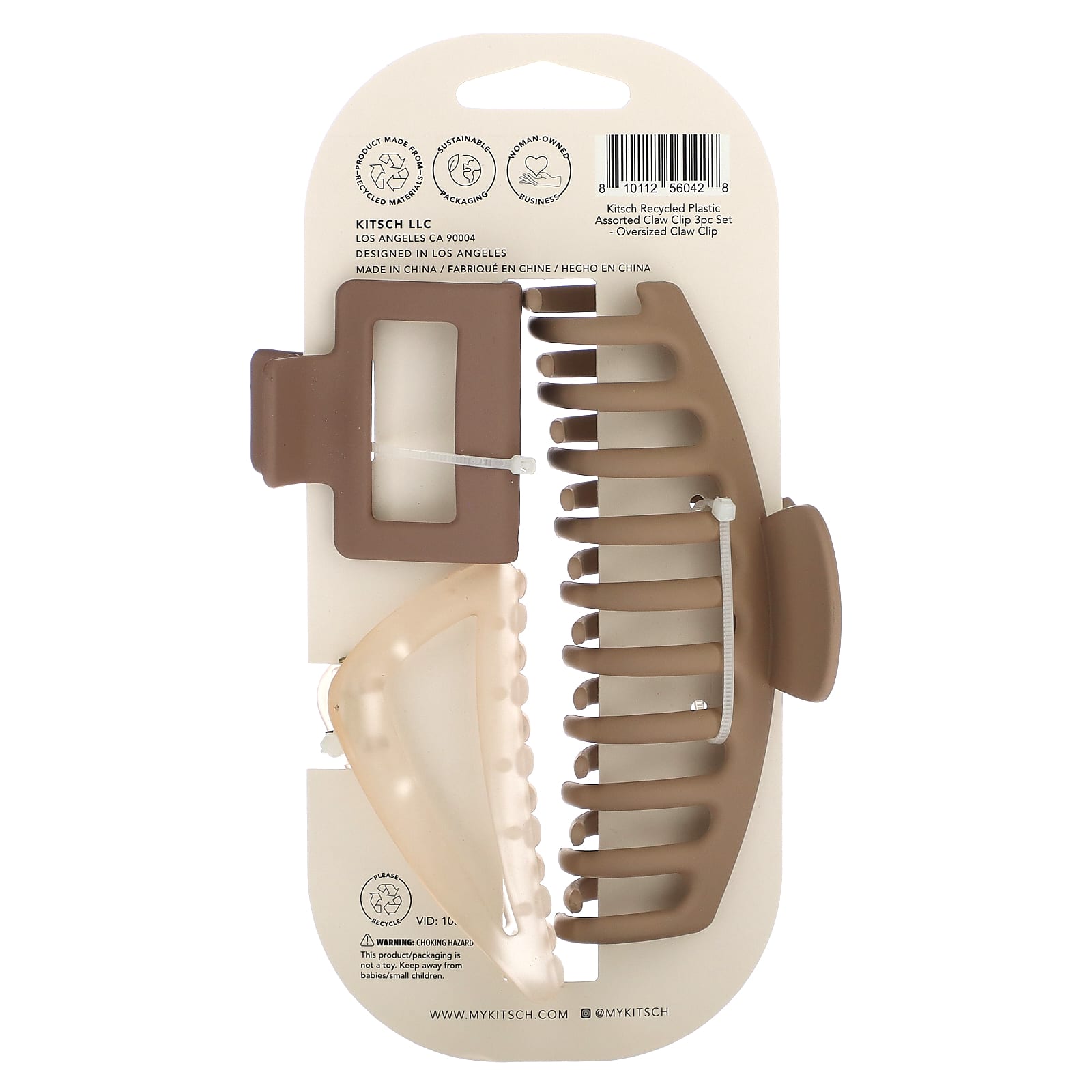 Kitsch, Assorted Oversized Claw Clip, 3 Pc Set