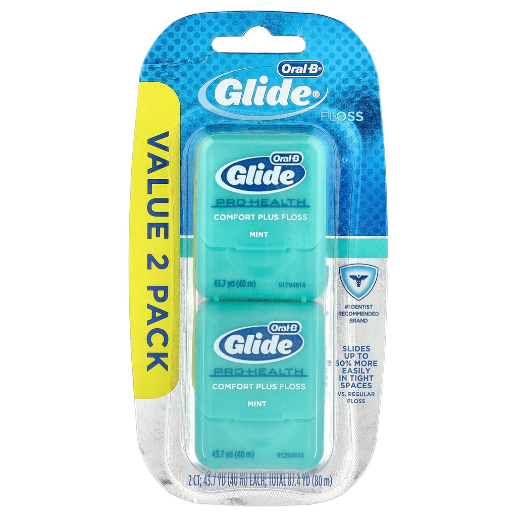 Oral-B, Glide, Pro-Health, Comfort Plus Floss, Mint, 2 Pack, 43.7 yd (40 m) Each