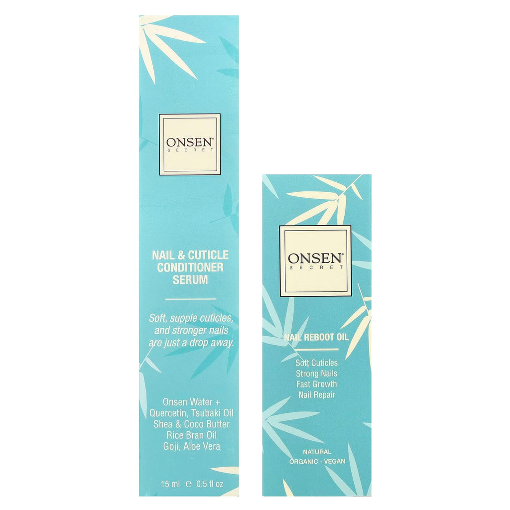 Onsen Secret, Nail & Cuticle Conditioner Serum & Nail Reboot Oil Kit, 2 Piece Kit