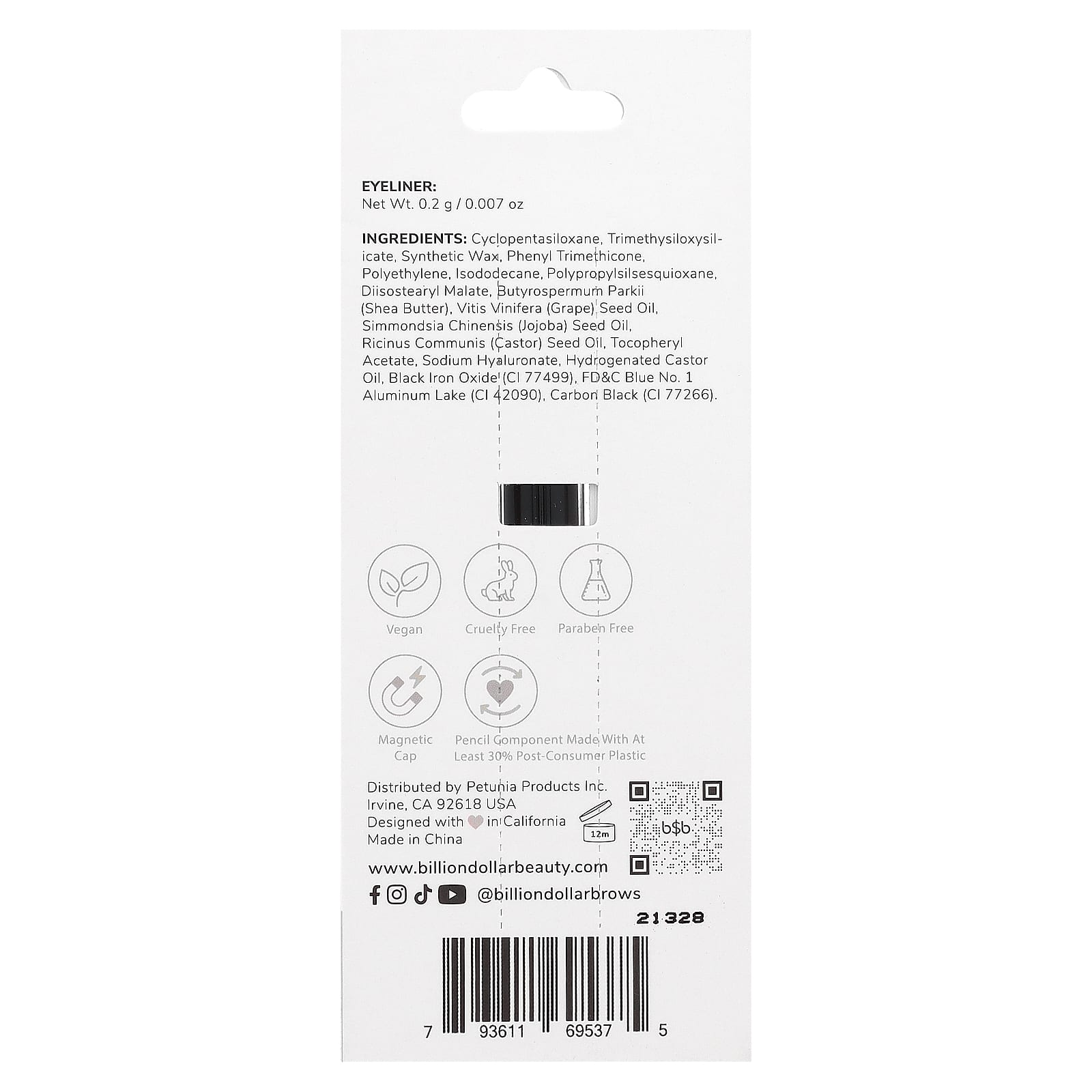 Billion Dollar Beauty, Eyeliner, Black, 0.007 oz (0.2 g)