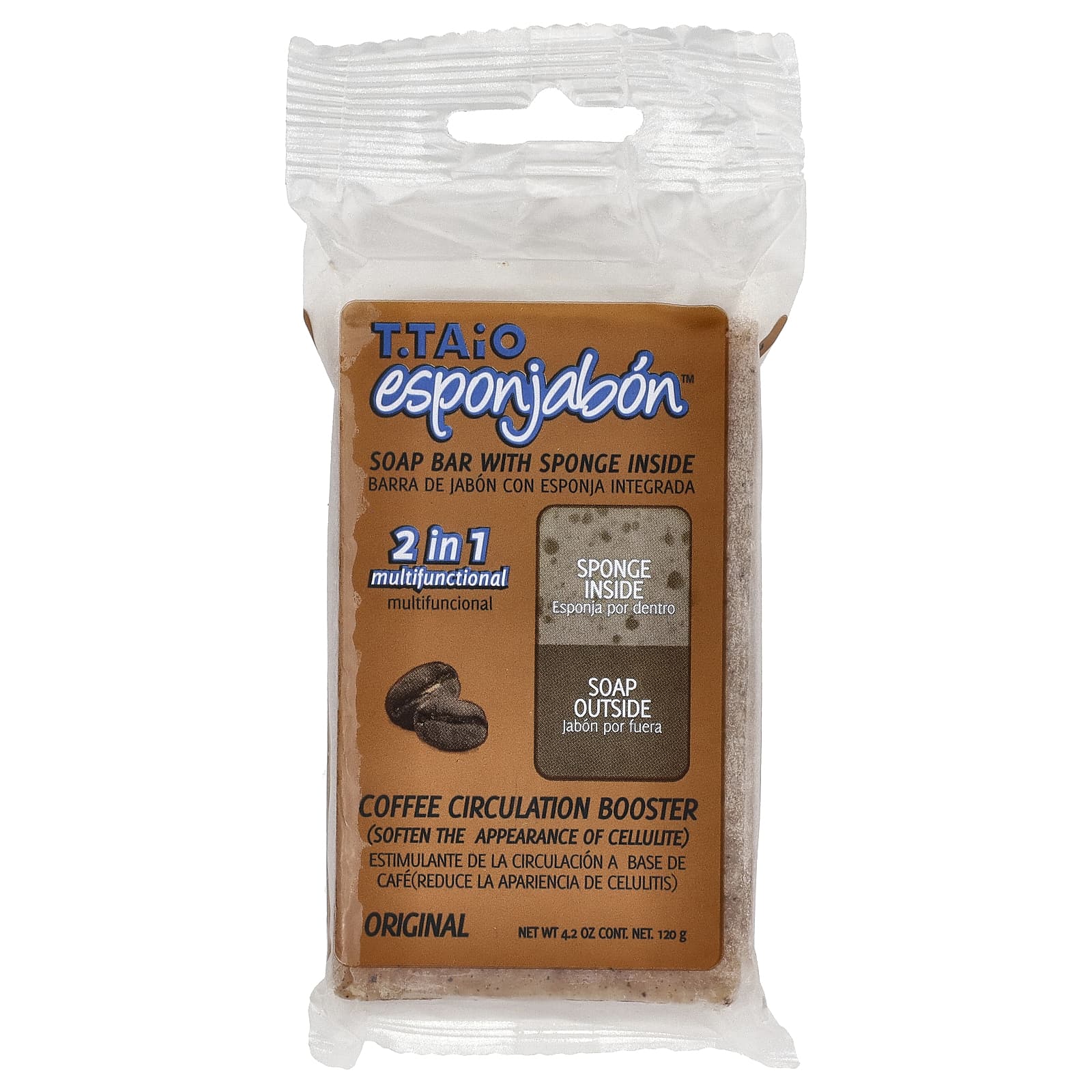T. Taio, Soap Bar With Sponge Inside, Coffee Circulation Booster, Original, 4.2 oz (120 g)
