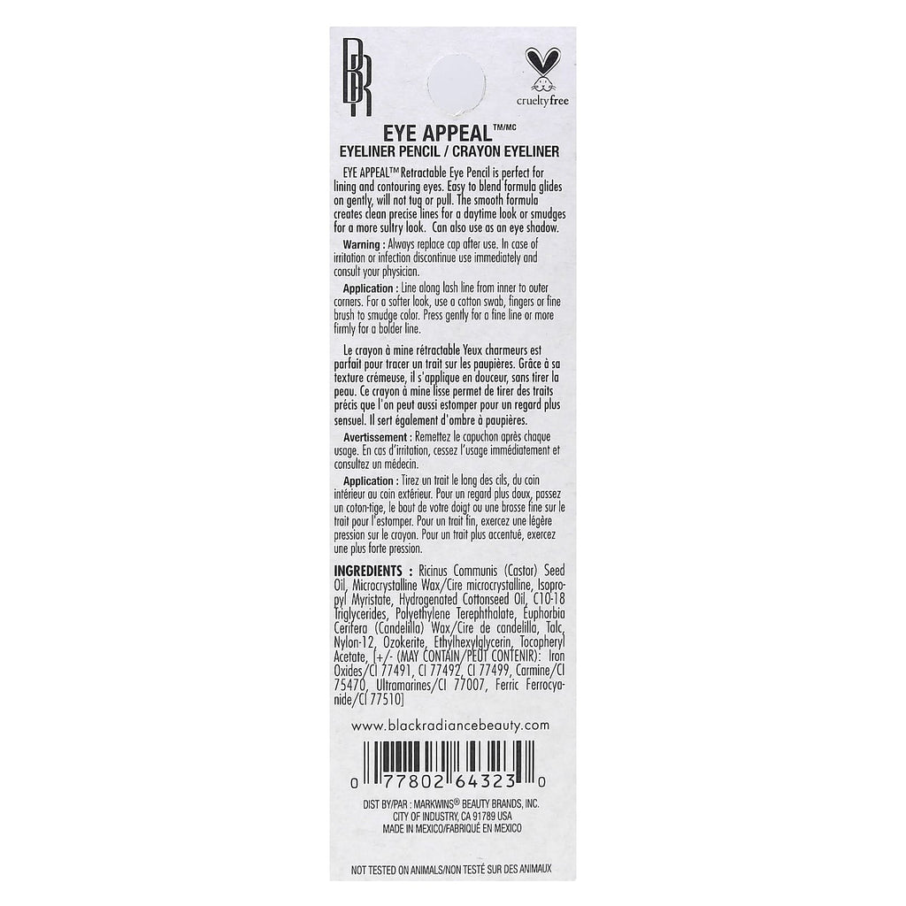Black Radiance, Eye Appeal Eyeliner Pencil, Sparkling Black, 0.008 oz (0.23 g)