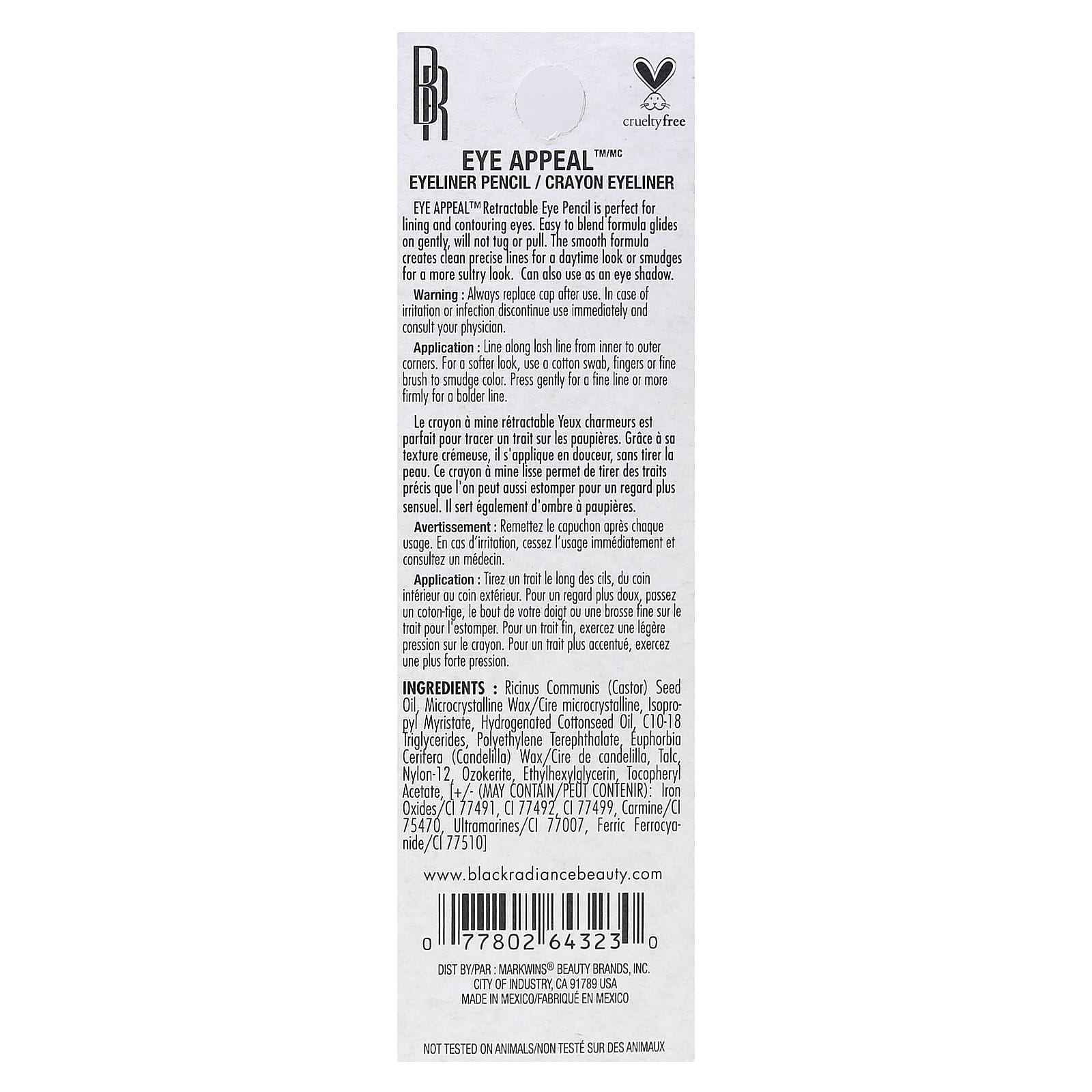 Black Radiance, Eye Appeal Eyeliner Pencil, Sparkling Black, 0.008 oz (0.23 g)