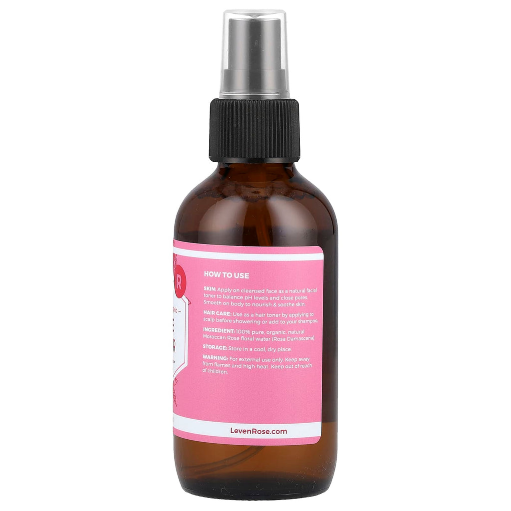 Leven Rose, 100% Pure & Organic, Rose Water, 4 fl oz (118 ml)