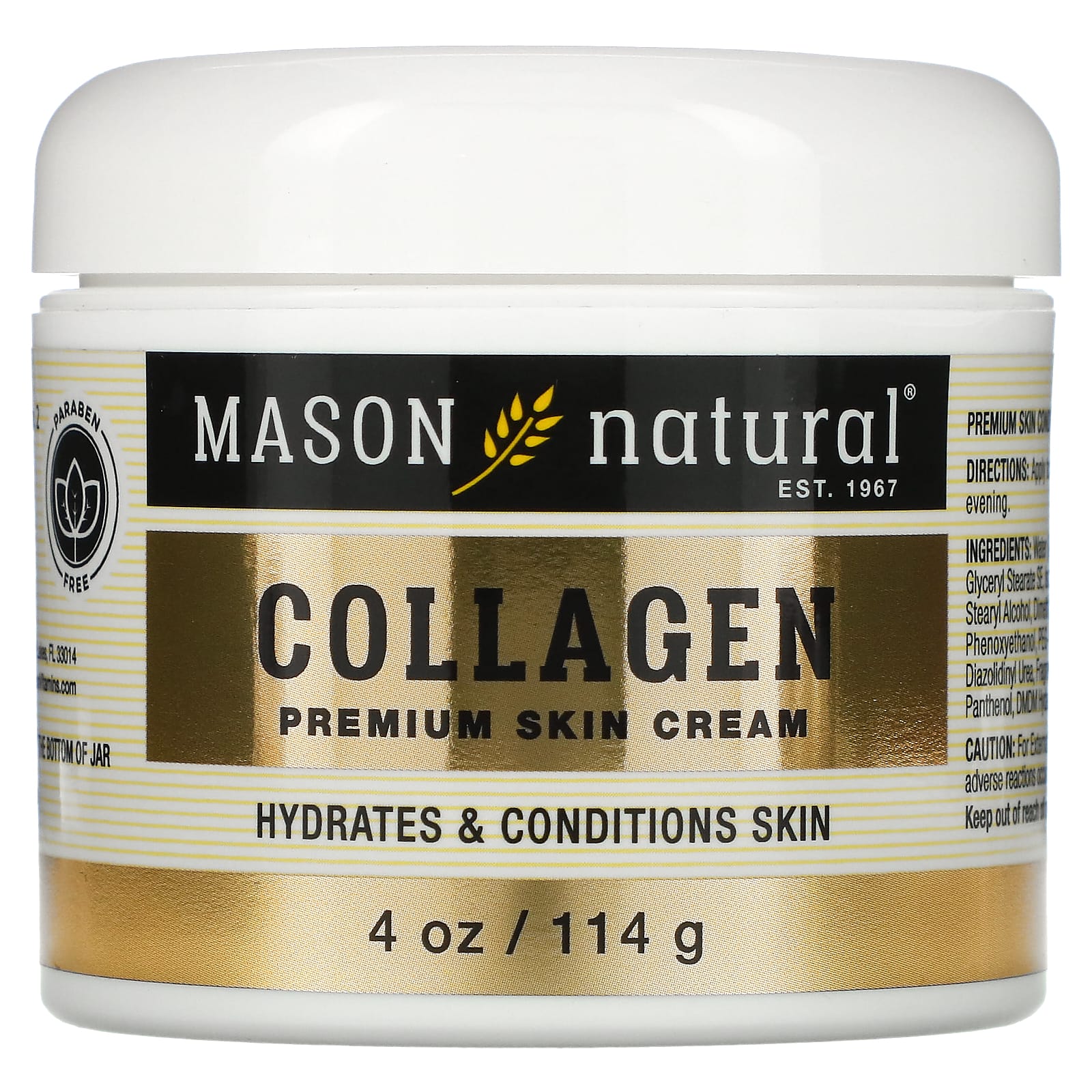 Mason Natural, Collagen Premium Skin Cream, Pear, 4 oz (114 g)