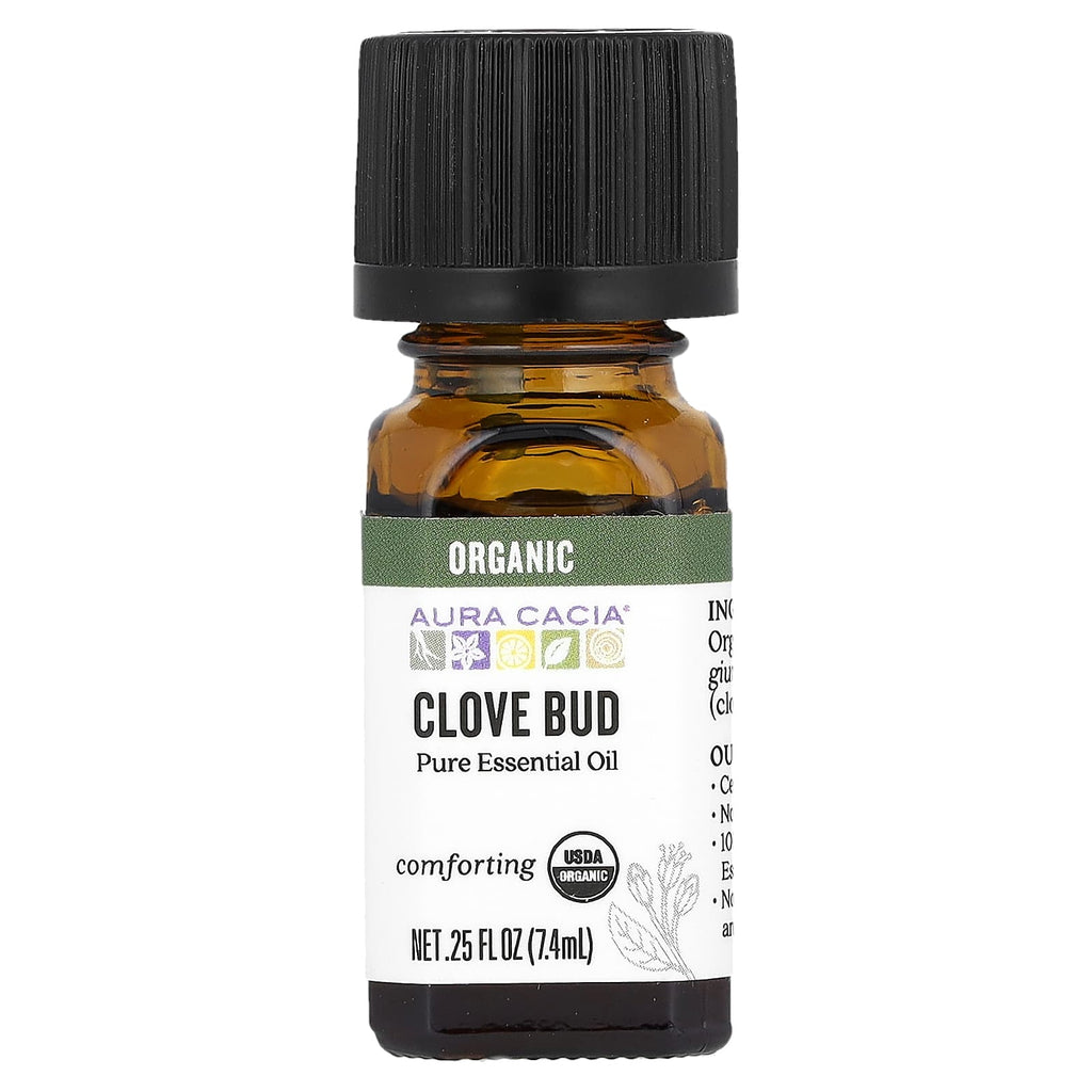Aura Cacia, Pure Essential Oil, Organic Clove Bud, 0.25 fl oz (7.4 ml)