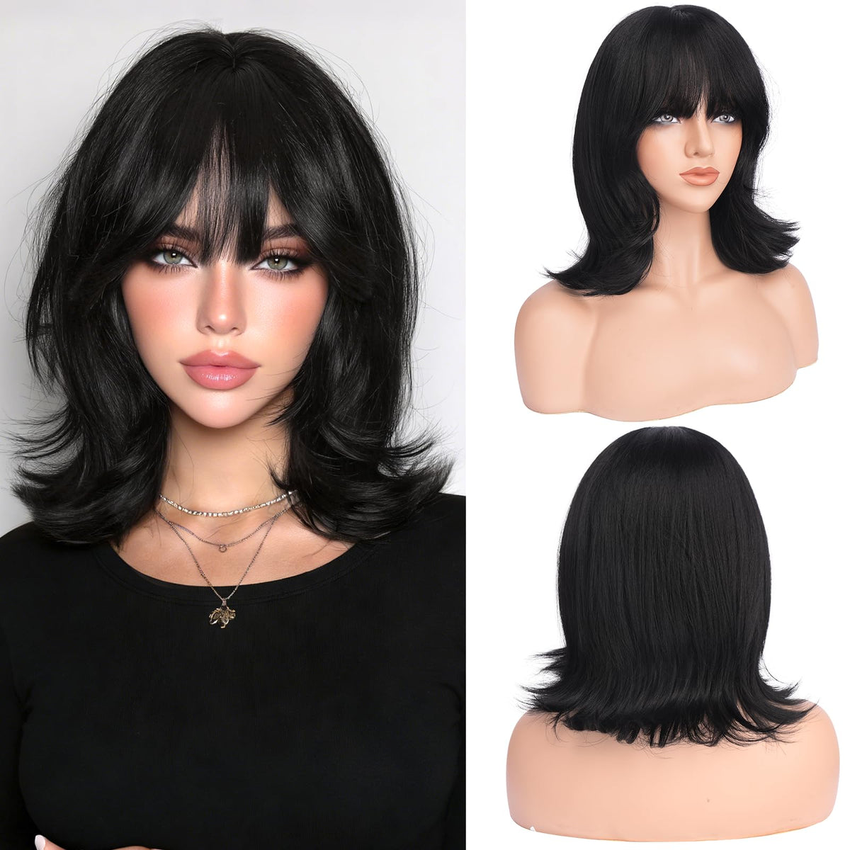 Haloo Shoulder-Length Layered Synthetic Wig with Bangs