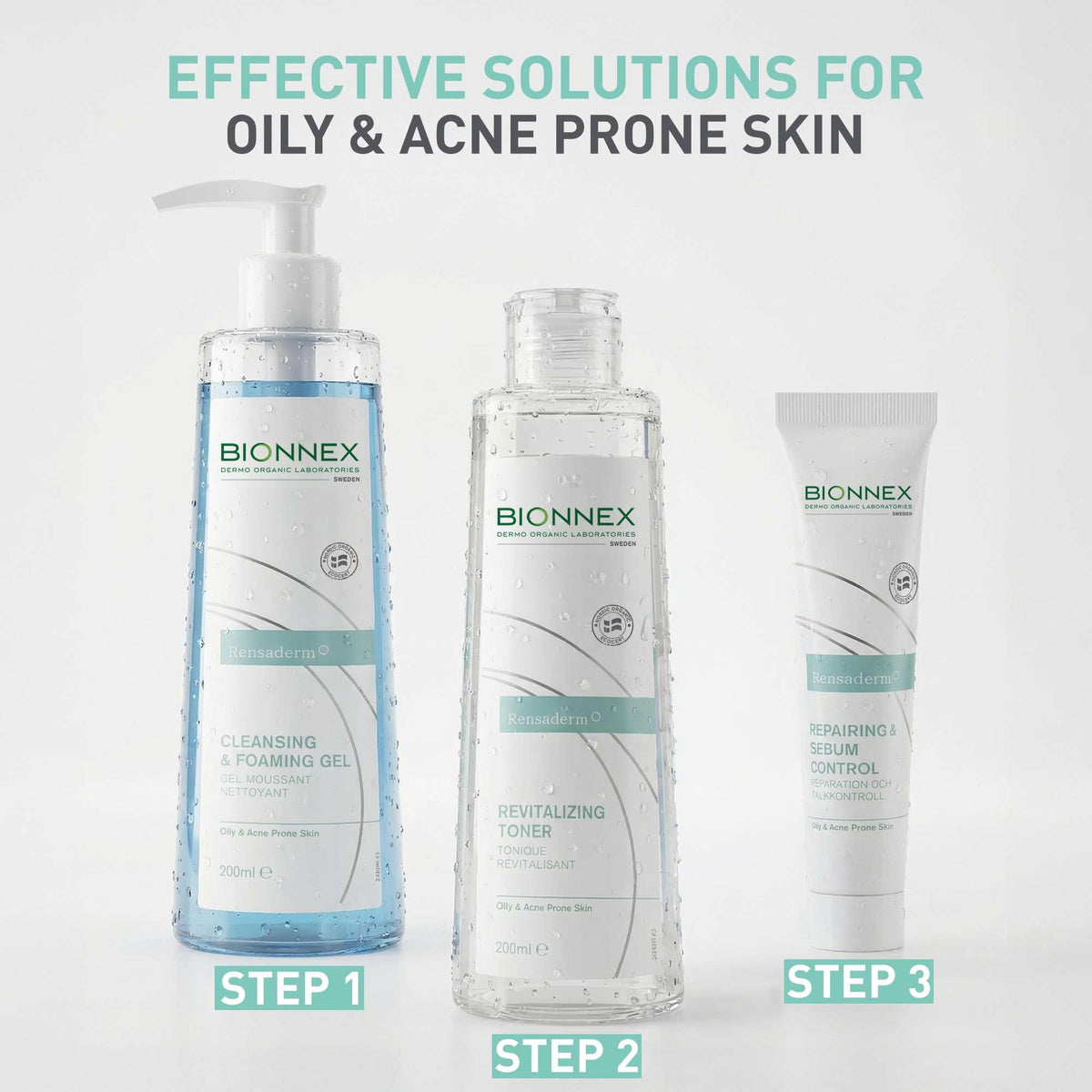 Bionnex Complete Acne Treatment Routine, 3-Step Daily Skin Care Kit
