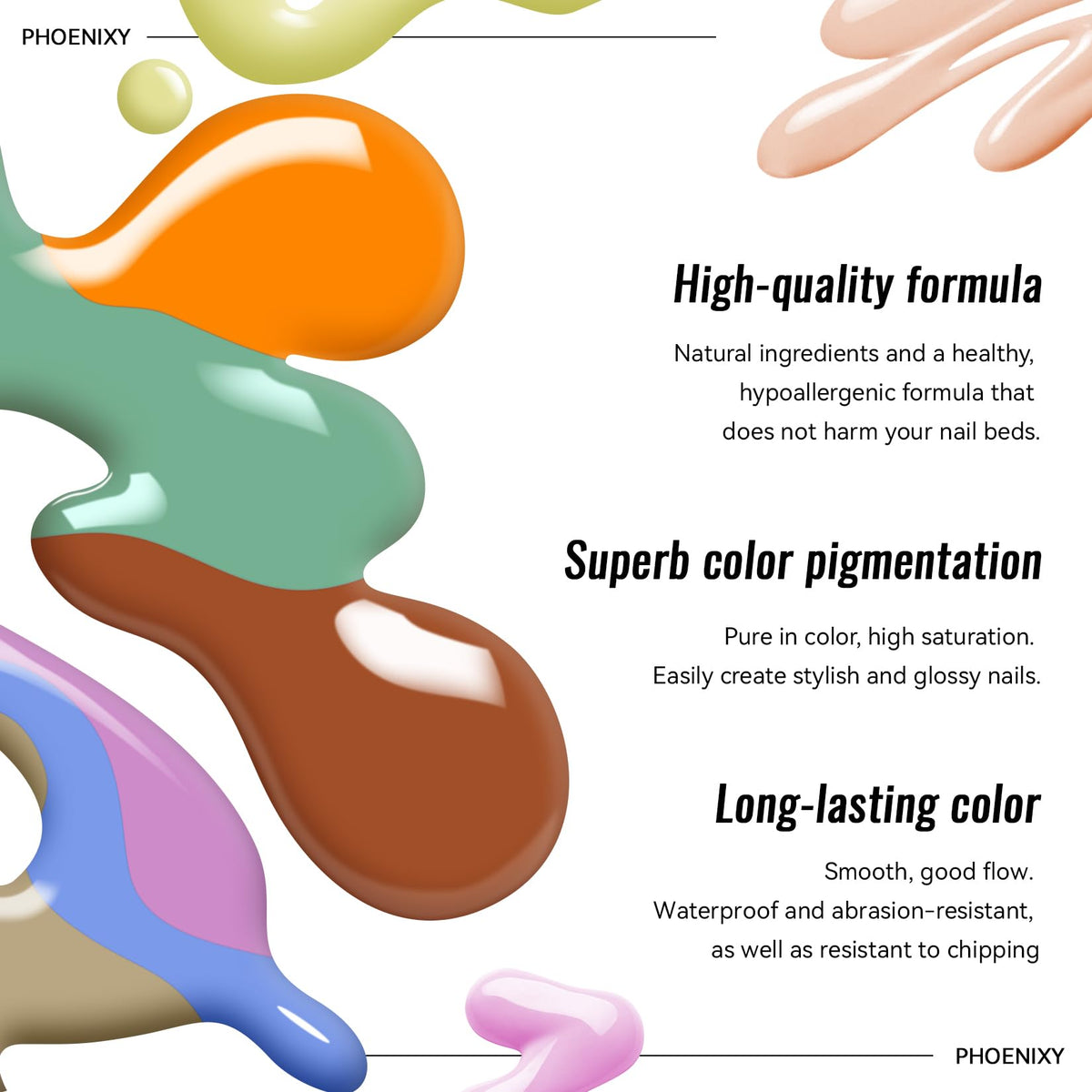 PHOENIXY Gel Nail Polish Set with Base and Top Coats