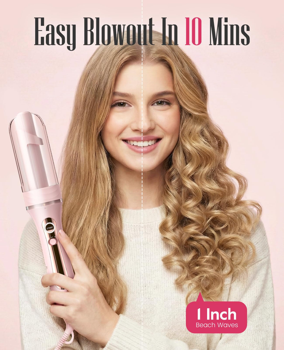ZAVAREA Automatic Rotating Curling Iron with Ceramic Barrel