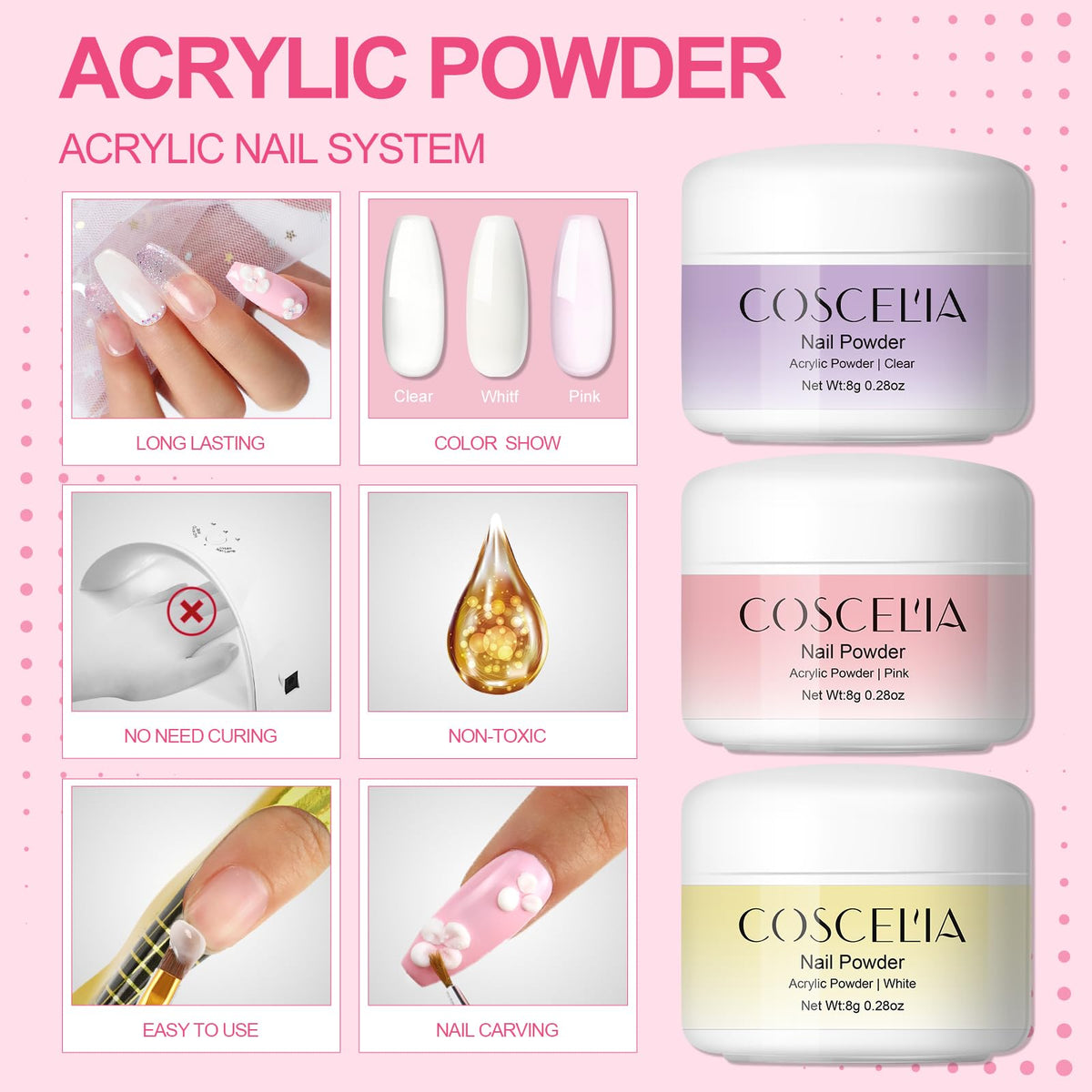 COSCELIA Acrylic Nail Kit for DIY Nail Design