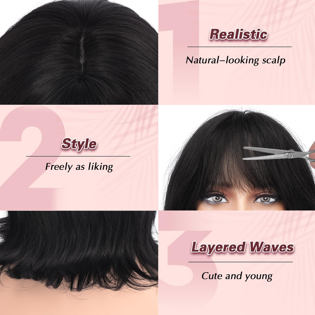Haloo Shoulder-Length Layered Synthetic Wig with Bangs