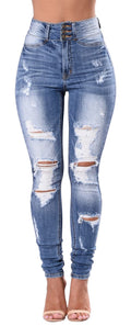 Skirt BL Women's High-Waisted Skinny Stretch Ripped Jeans