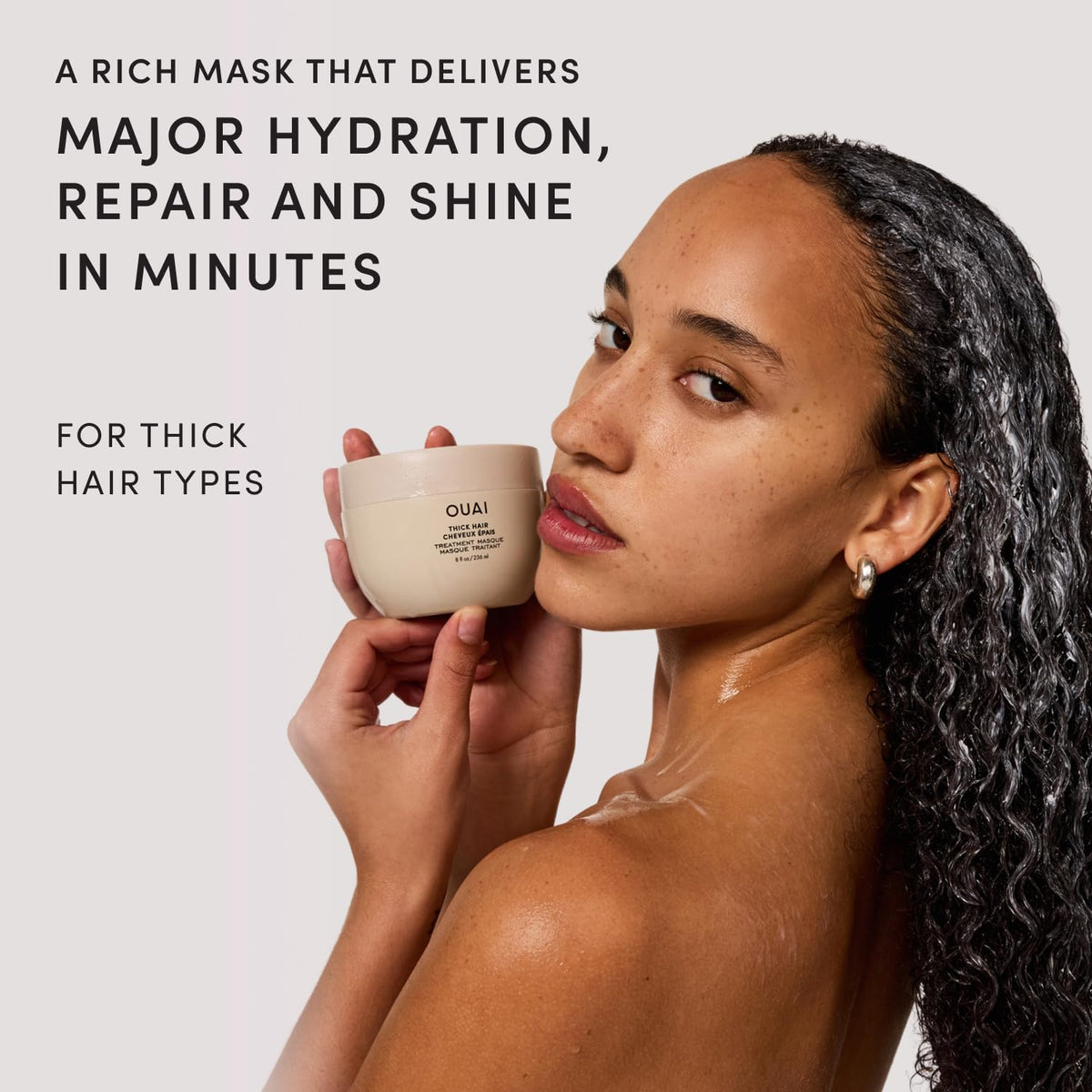 OUAI Thick Hair Mask with Keratin, Shea Butter & Oils, 3.4 Oz