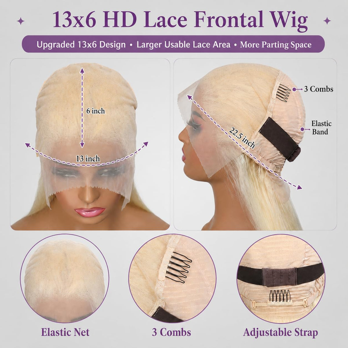 100% Human Hair 13x6 HD Lace Frontal Glueless Wig