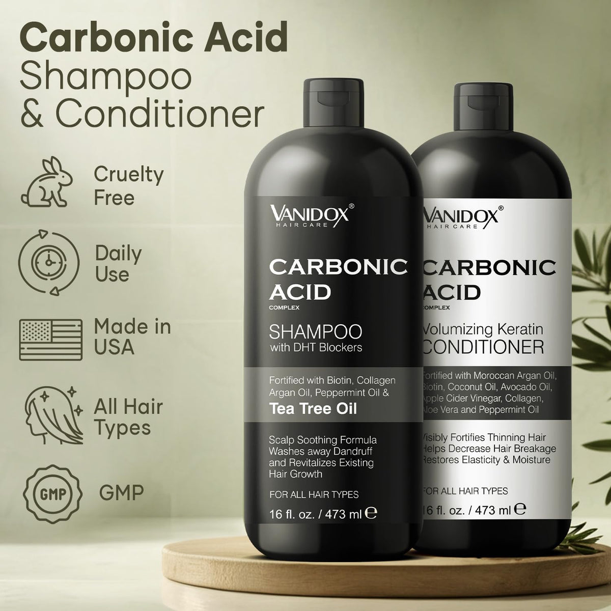 VANIDOX Tea Tree Carbonic Acid Shampoo & Conditioner Set