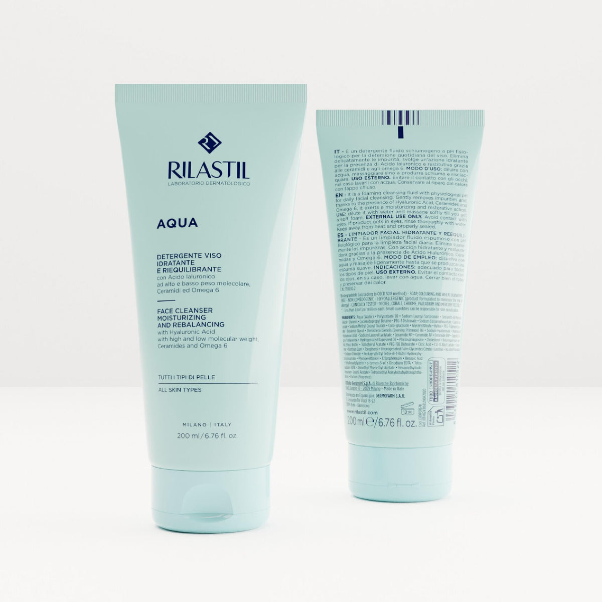 Rilastil Aqua Face Cleanser with Hyaluronic Acid, 200 ml