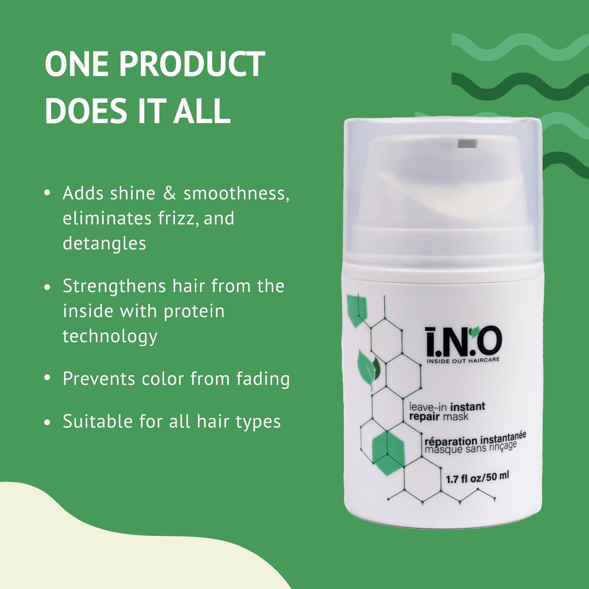 Earthly Body i.N.O Leave-In Instant Repair Hair Mask, Plant-Based, 1.7 fl oz
