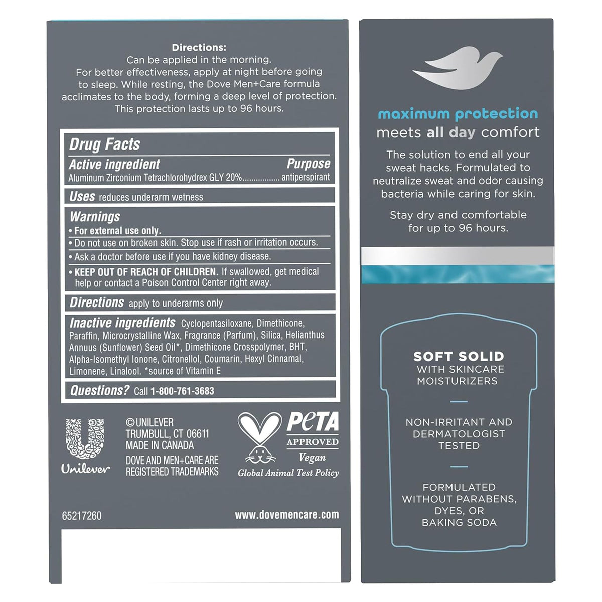 Dove Men+Care 96H Clinical Antiperspirant Deodorant Clean Comfort 4-Pack
