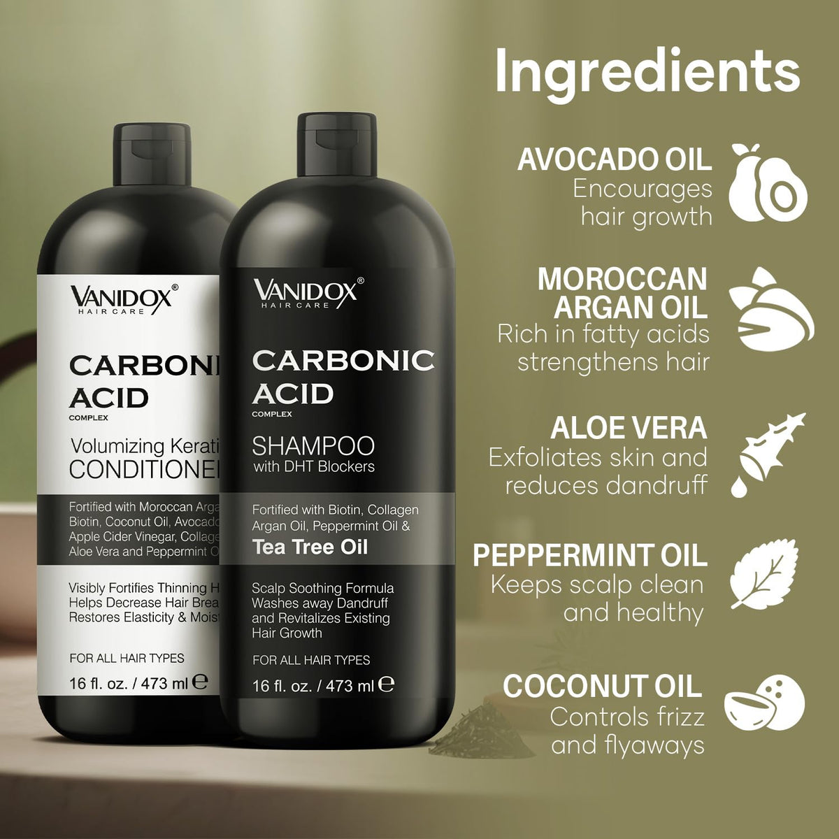 VANIDOX Tea Tree Carbonic Acid Shampoo & Conditioner Set