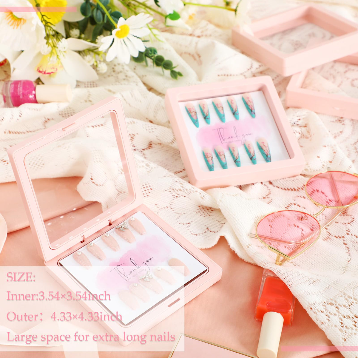 Meekoo Press-On Nail Packaging Box Set with Display Cards and Nail Tape