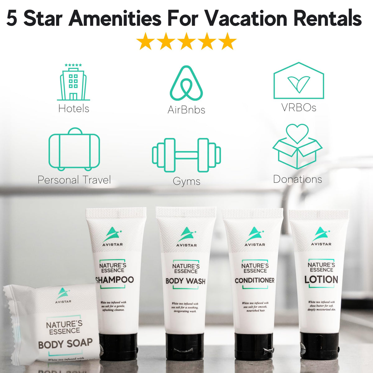 Hotel Toiletries Bulk Set, Travel-Size Guest Amenities