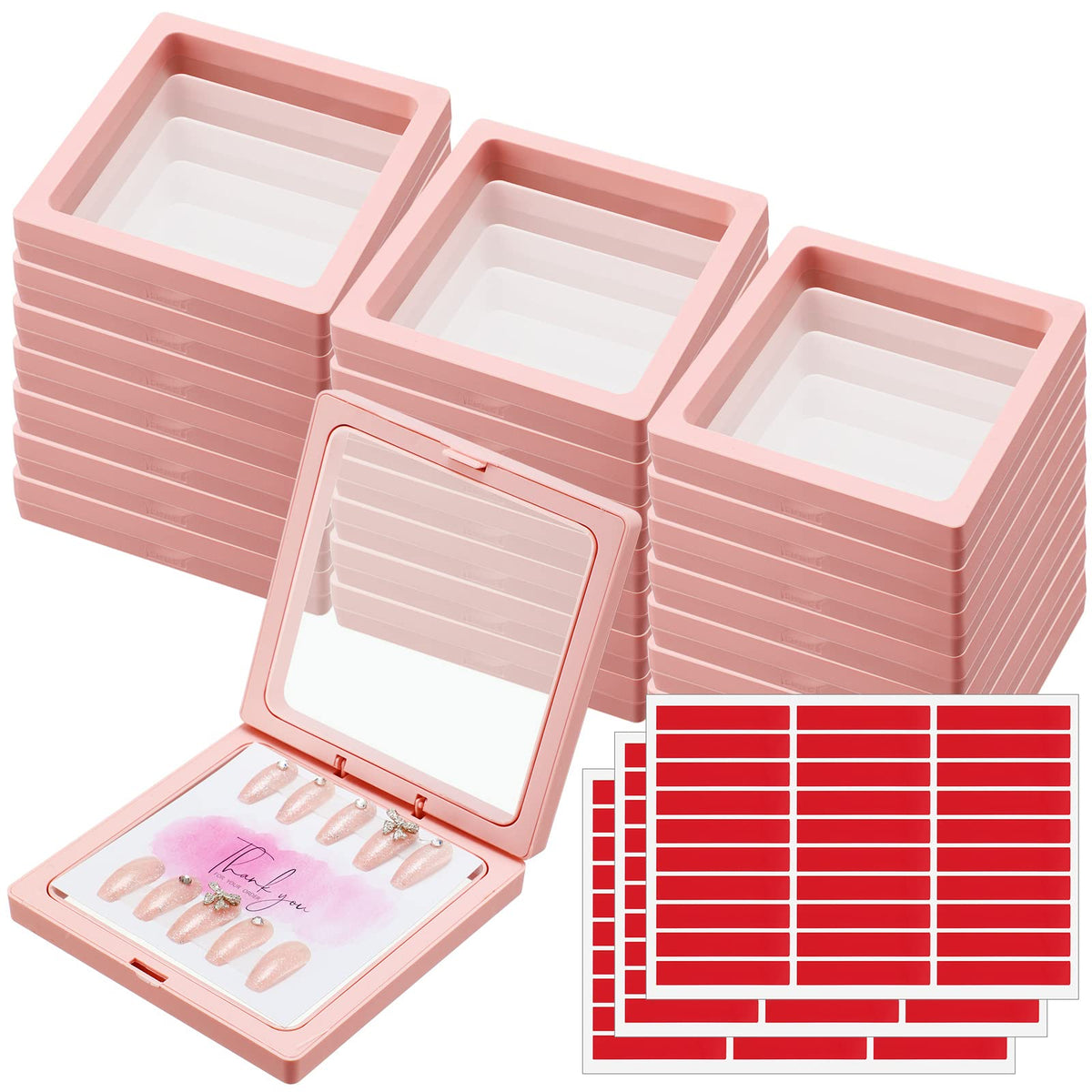 Meekoo Press-On Nail Packaging Box Set with Display Cards and Nail Tape