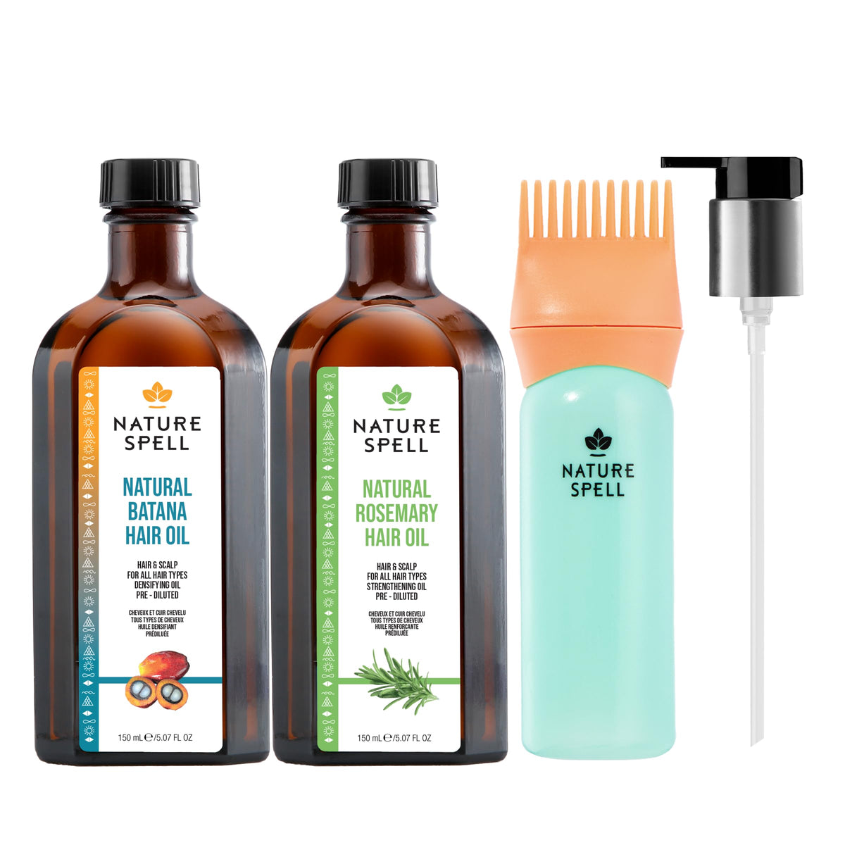 Nature Spell Hair Growth Duo with Pre-Diluted Rosemary & Batana Oils