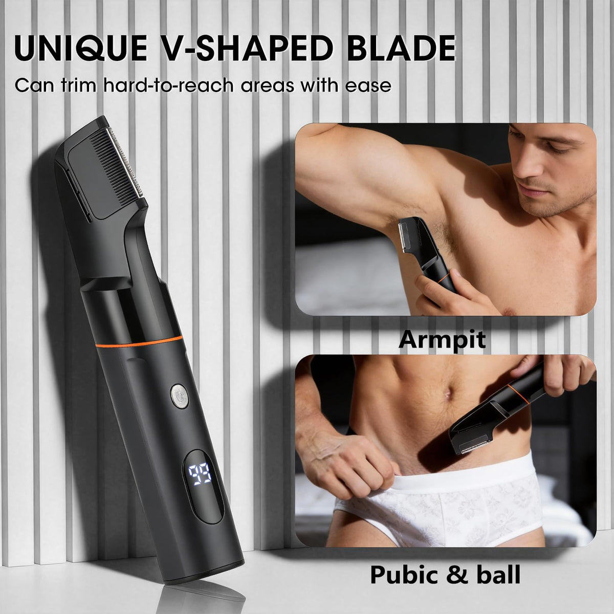 Suttik 5-in-1 Men’s Body, Beard & Pubic Hair Trimmer with LED Display
