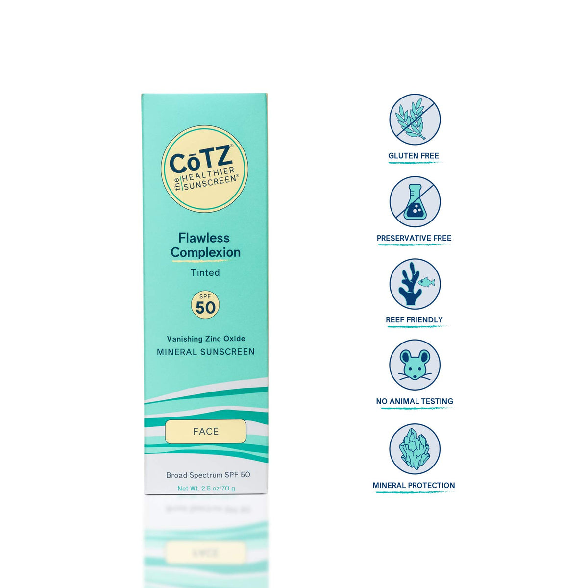 CoTZ Flawless Complexion Facial Mineral Sunscreen SPF 50, Lightly Tinted