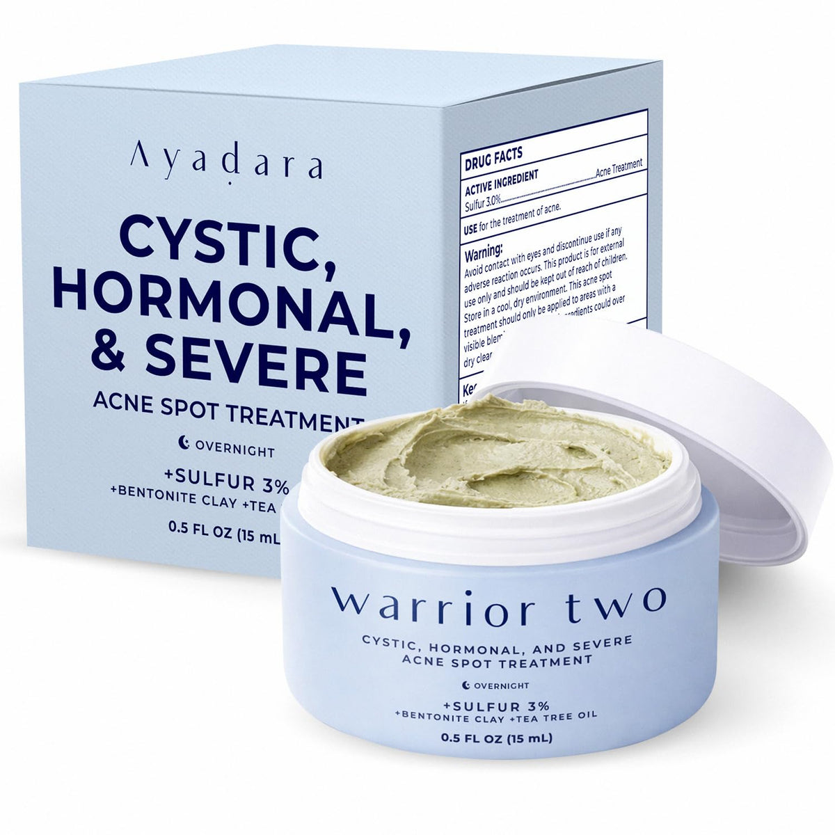 Warrior Two Cystic Acne Spot Cream with Sulfur for Face & Body