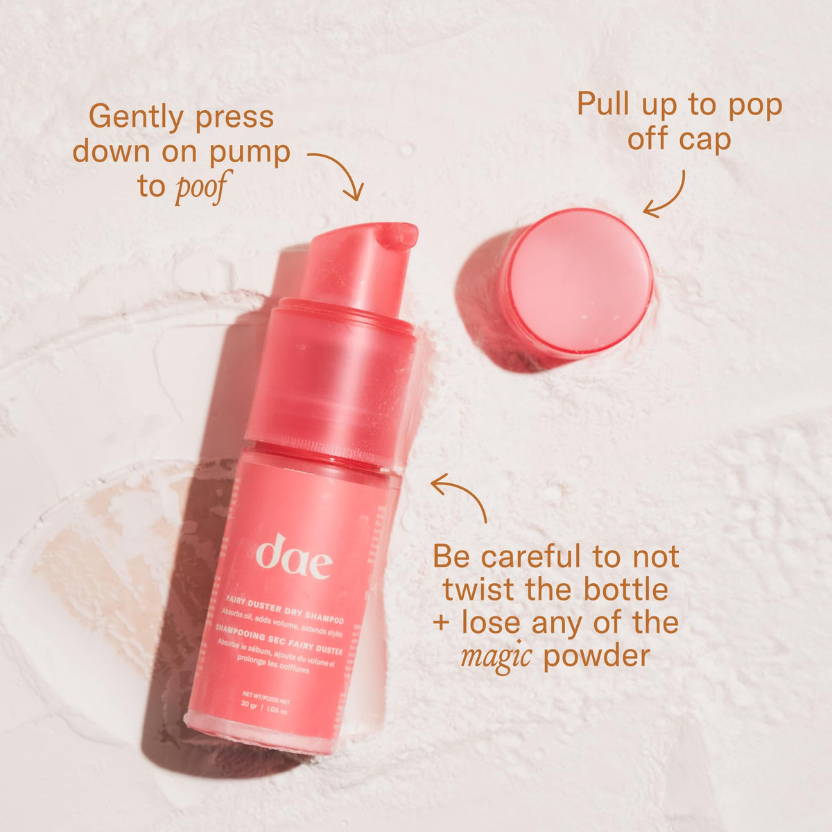 DAE Fairy Duster Dry Shampoo Powder, Non-Aerosol Talc-Free Formula