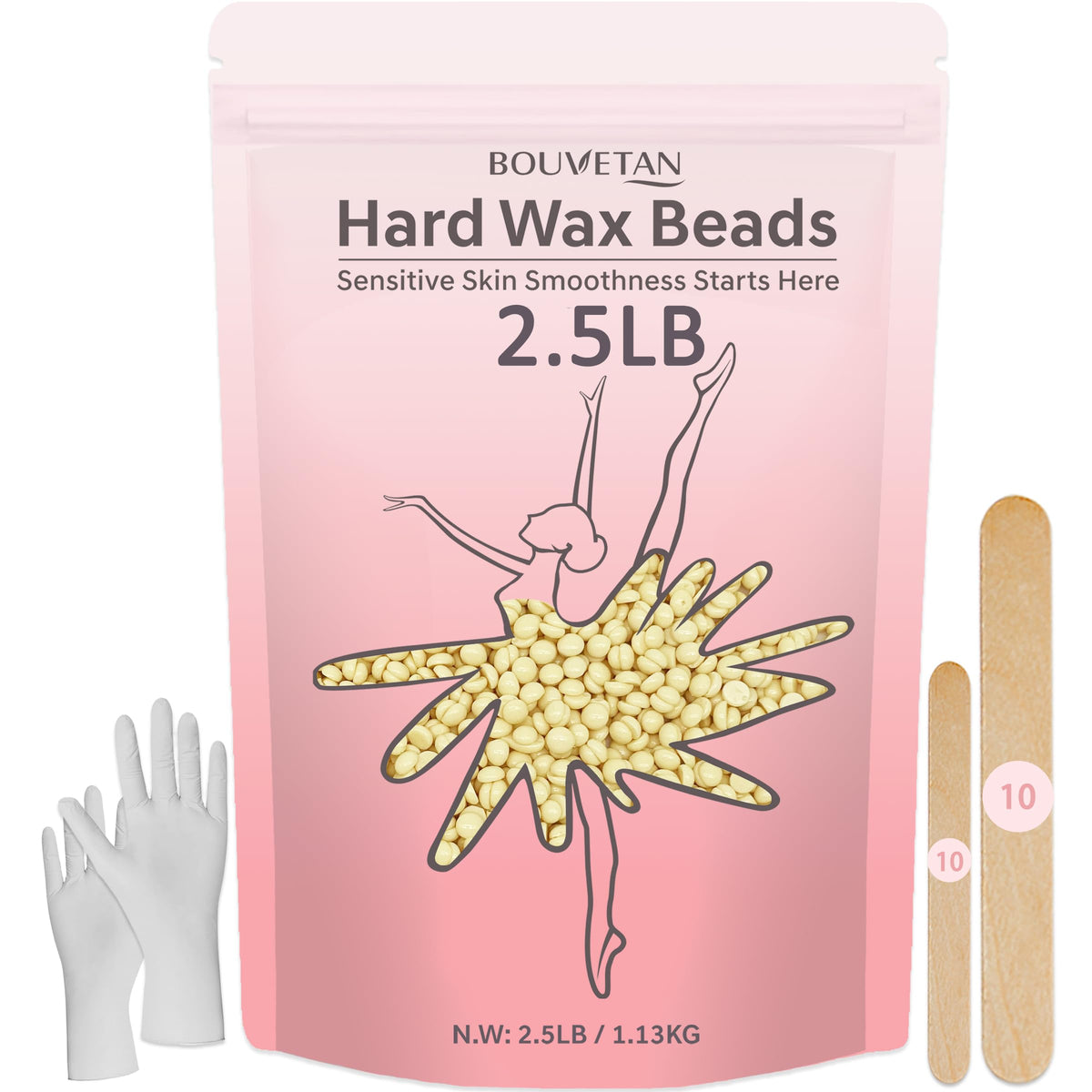 Bouvetan Hard Wax Beads for Hair Removal, Sensitive Skin, Full Body