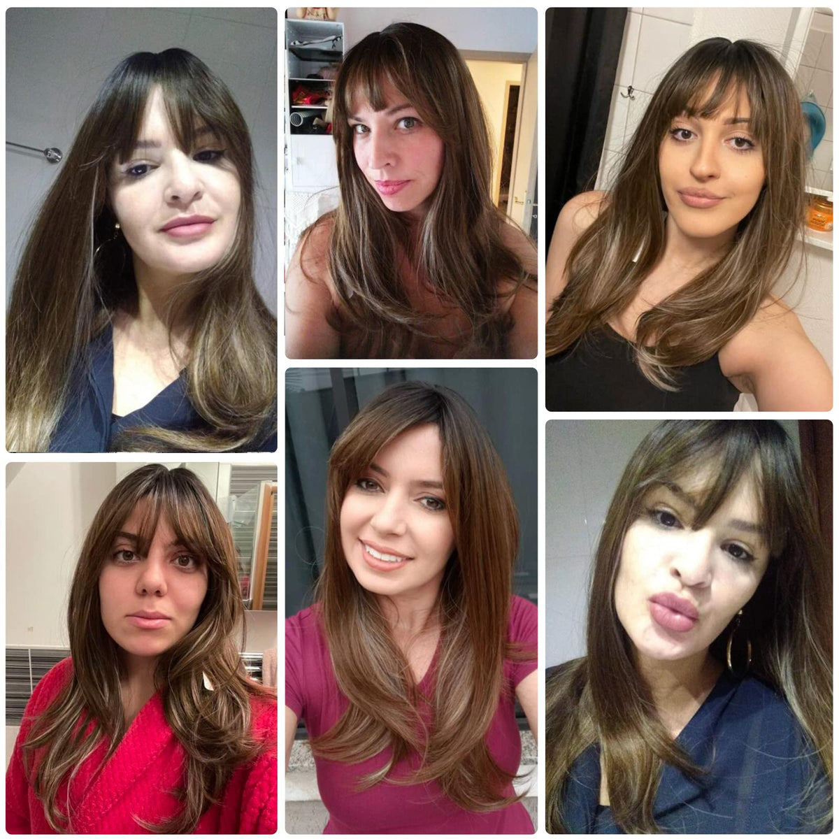 HAIRCUBE Long Straight Layered Synthetic Wig with Bangs
