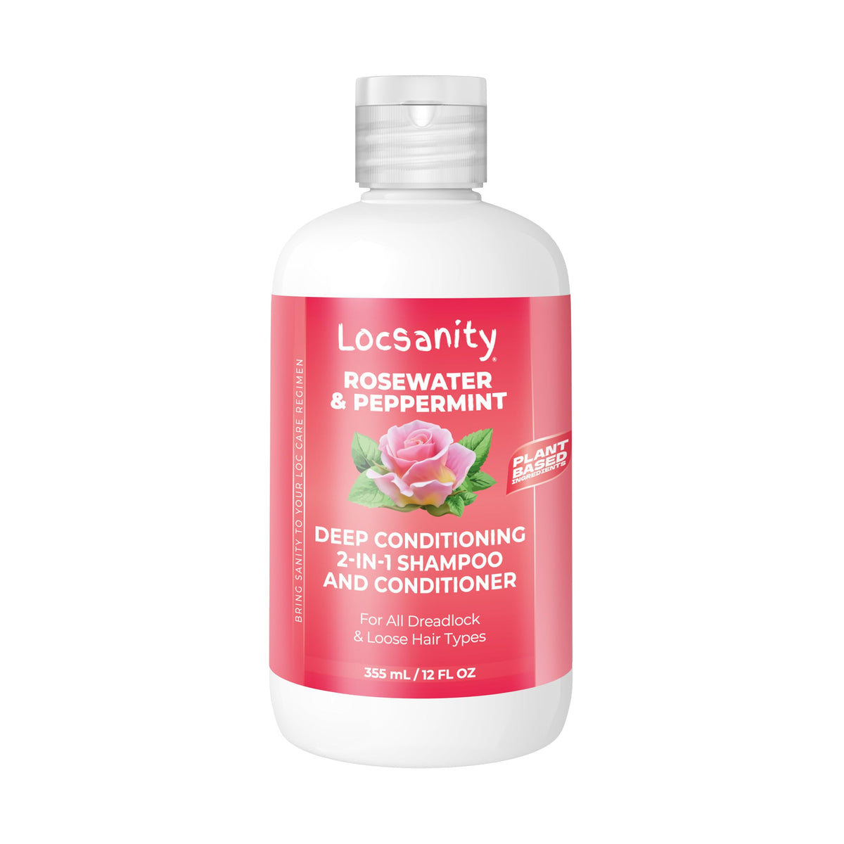 Locsanity Rosewater Peppermint 2-in-1 Shampoo & Conditioner for Locs, 12 fl oz