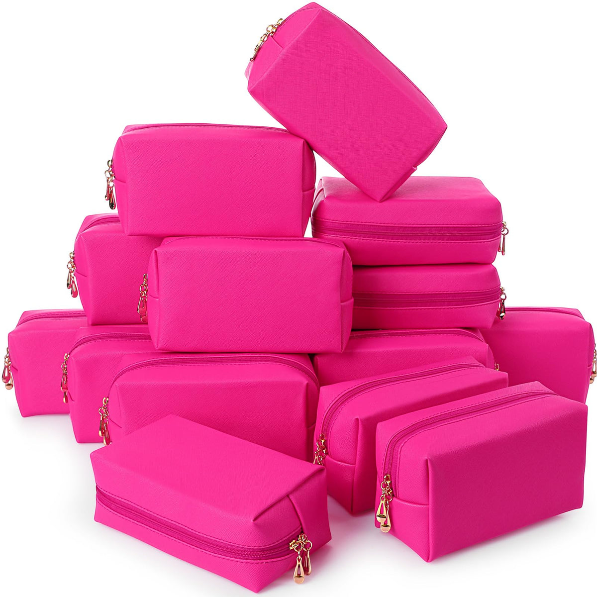 Kigeli 15-Piece PU Leather Makeup Bags, Blank Cosmetic Pouches