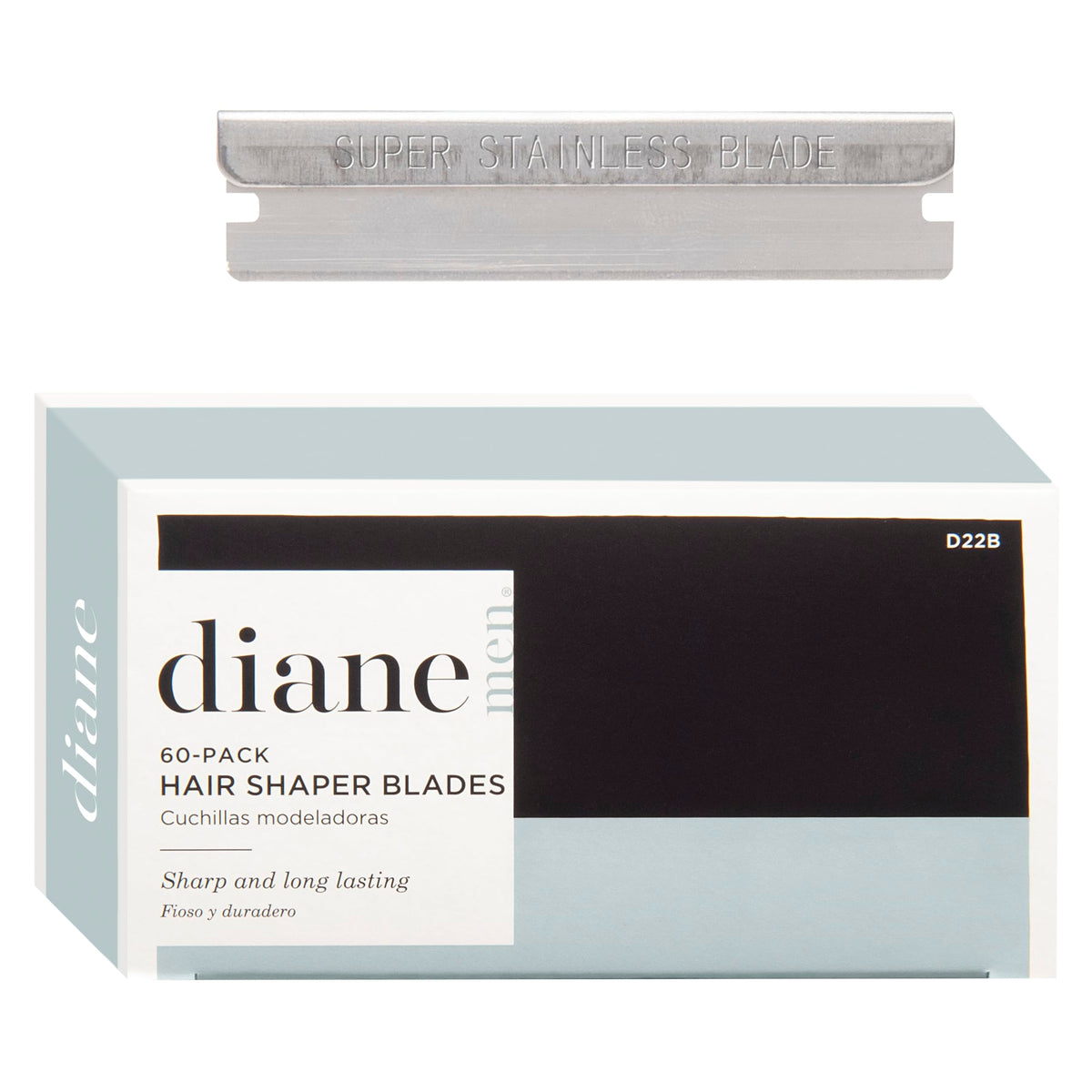 Diane Polymer-Coated Stainless Steel Hair Shaper Razor Blades, 60-Pack