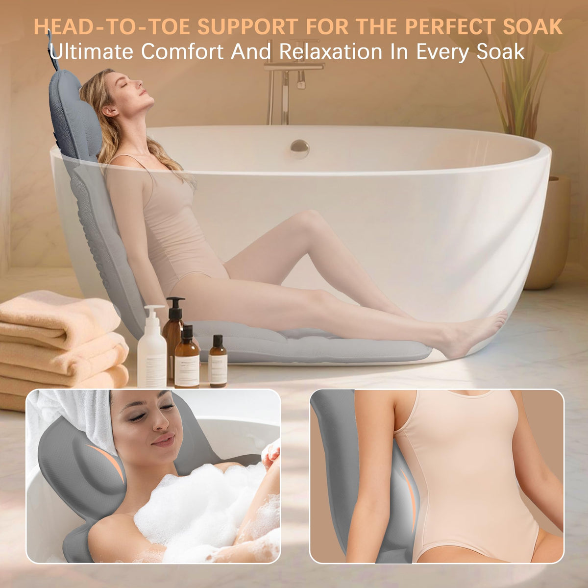 Bath Pillow for Bathtub with Suction Cups