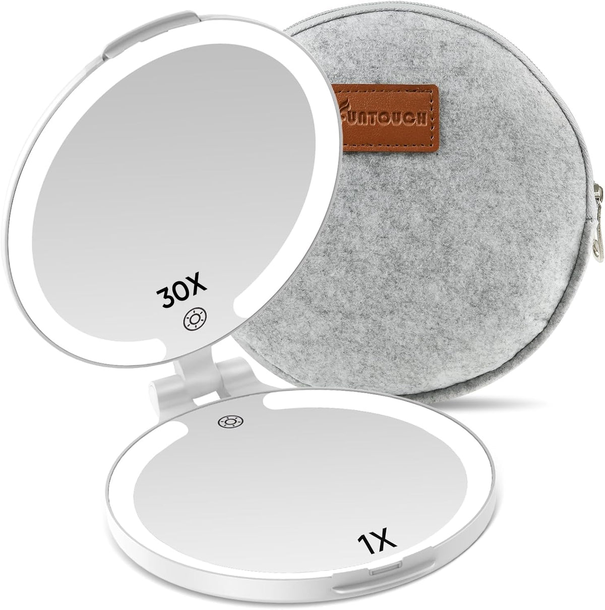 FUNTOUCH Rechargeable Lighted Travel Makeup Mirror