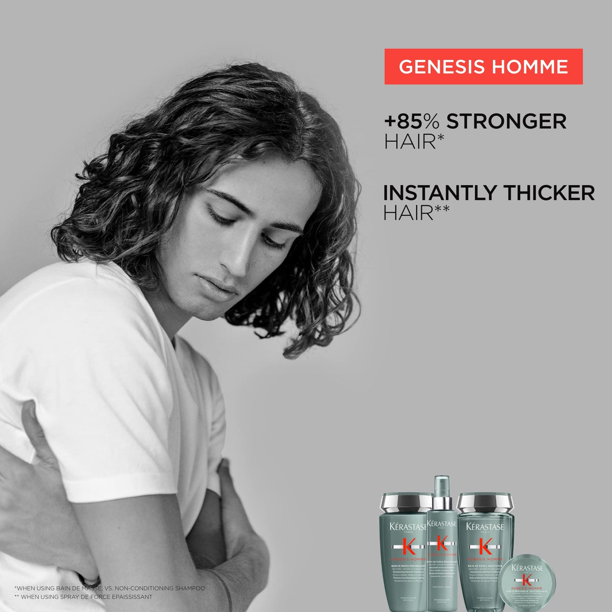 Kérastase Genesis Homme Bain De Force Strengthening Shampoo for Men, 8.5 fl oz