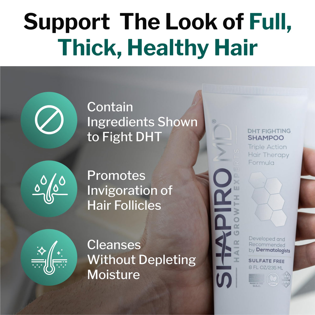 Shapiro MD DHT-Fighting Hair Loss Shampoo for Thicker-Looking Hair