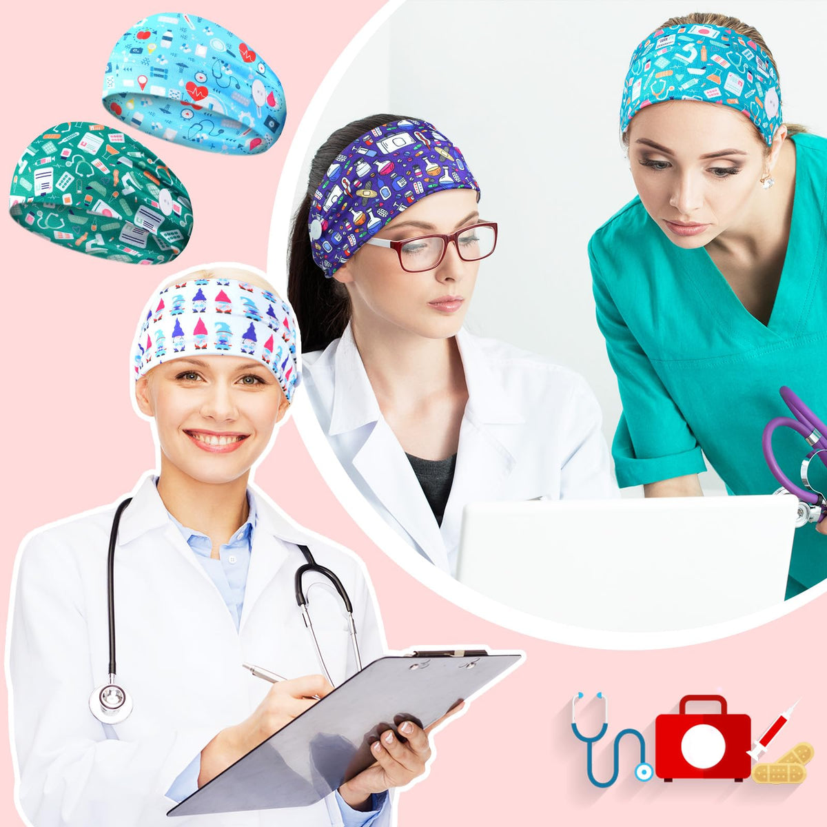 Jexine 20-Piece Nurse Headbands for Women with Mask Buttons