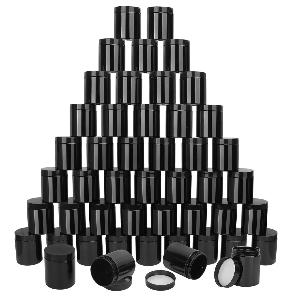 KUKLIPJIM 8 oz Wide-Mouth Plastic Jars with Lids, 48 Count