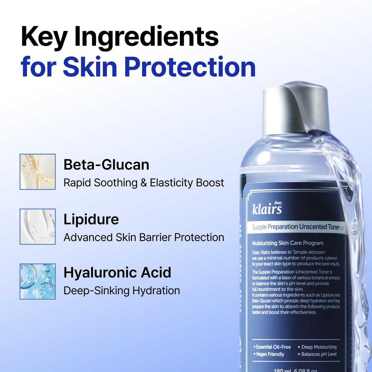 DearKlairs Unscented Hyaluronic Acid Toner for Sensitive Skin