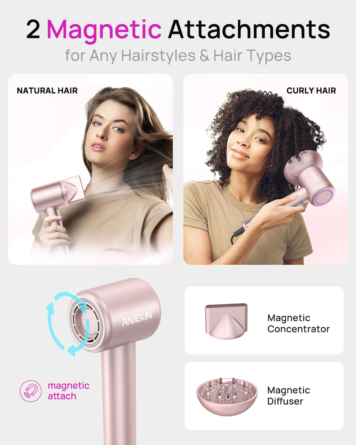 Aniekin High-Speed Ionic Hair Dryer with Diffuser