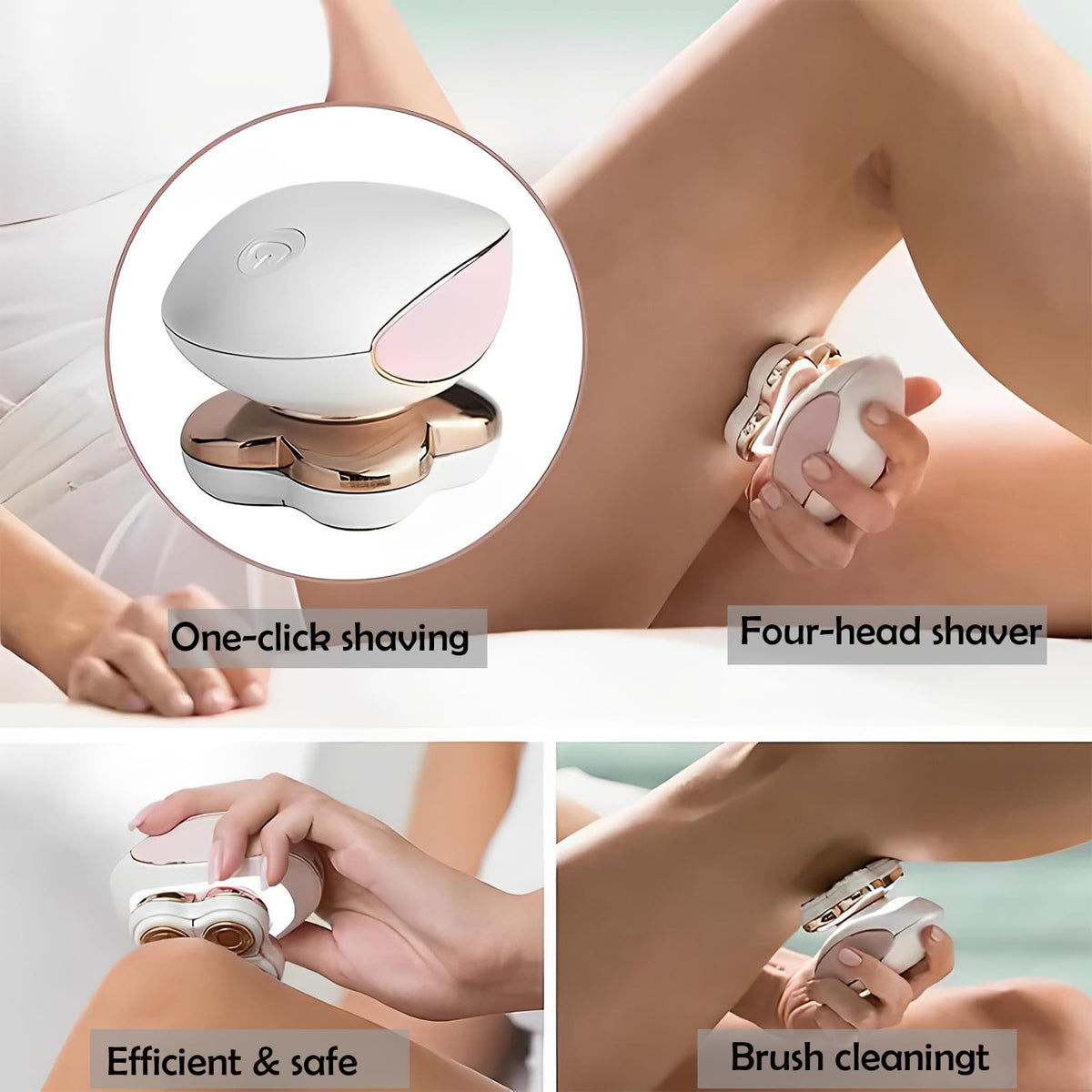 Pink Women’s Waterproof Electric Shaver, Cordless Rechargeable Hair Remover